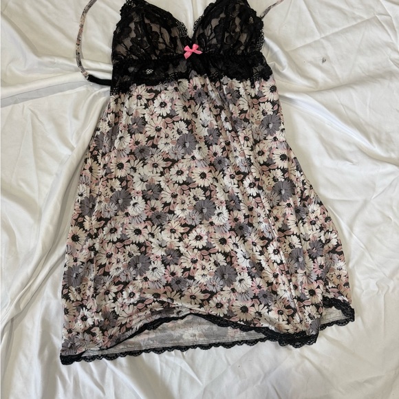 Victoria's Secret Other - Victoria's Secret Floral Chemise with Black Lace